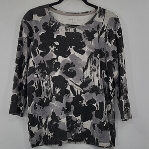 Nicole Miller Black&Gray Floral Top  size L